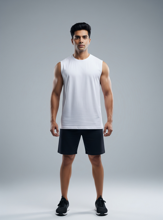 The Wearcrafted Essential | Classic White Sleeveless Tee