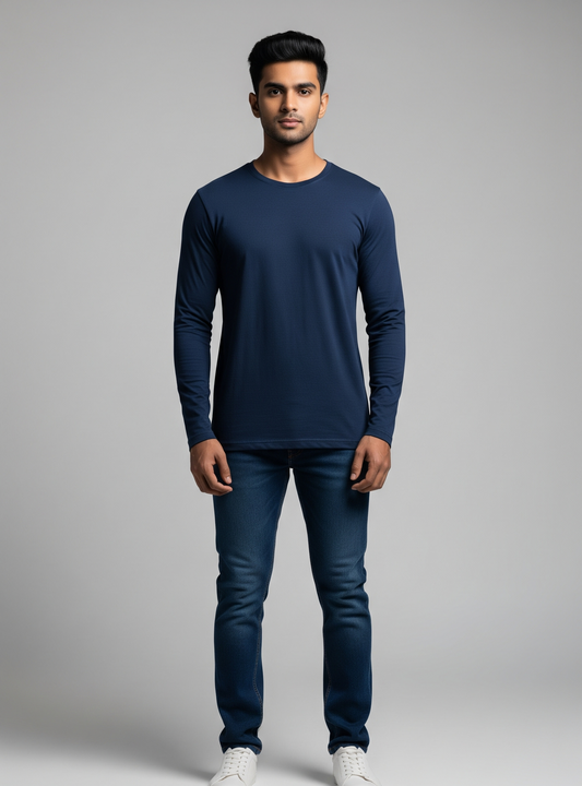 The Wearcrafted Classic | Navy Blue Full Sleeve Tee