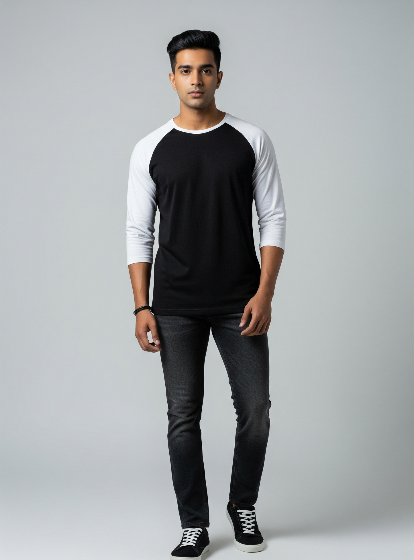 The Wearcrafted Athletic Full Sleeve Raglan | Classic White & Black