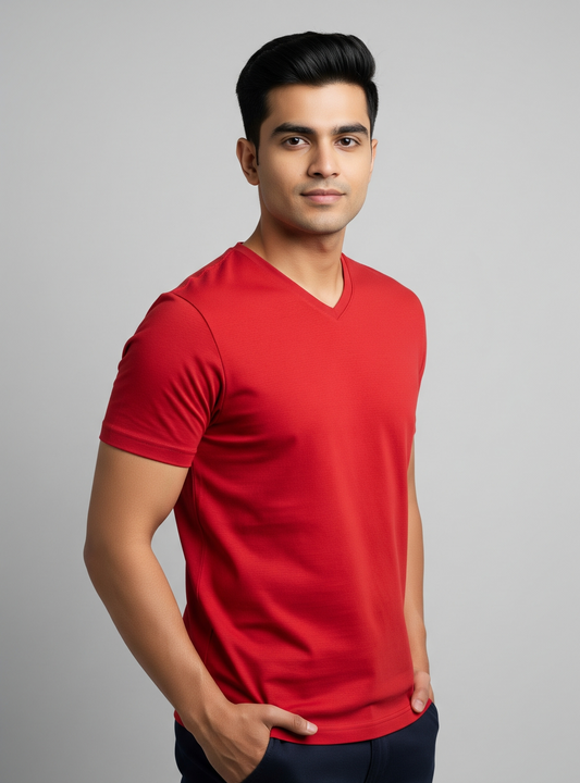 The Wearcrafted Sharp V-Neck Tee | Bold Red