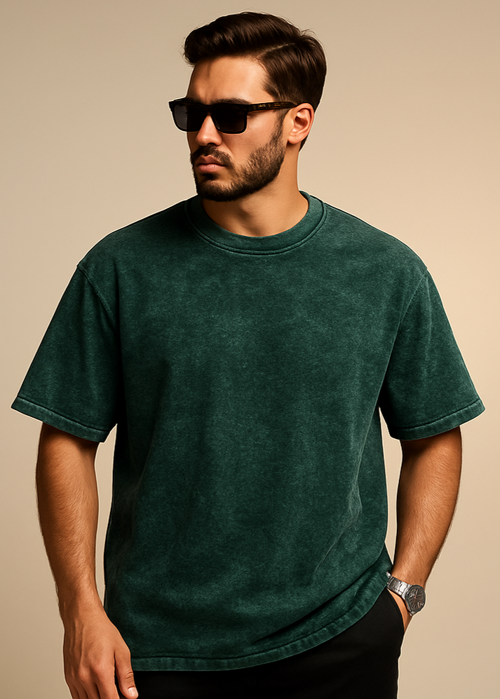 The Wearcrafted Vintage Tee | Bottle Green Acid Wash