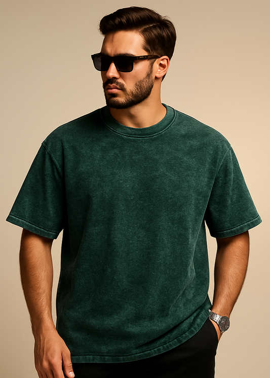 The Wearcrafted Vintage Tee | Bottle Green Acid Wash