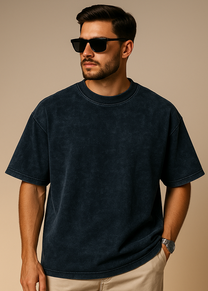 The Wearcrafted Cosmos Tee | Navy Blue Acid Wash