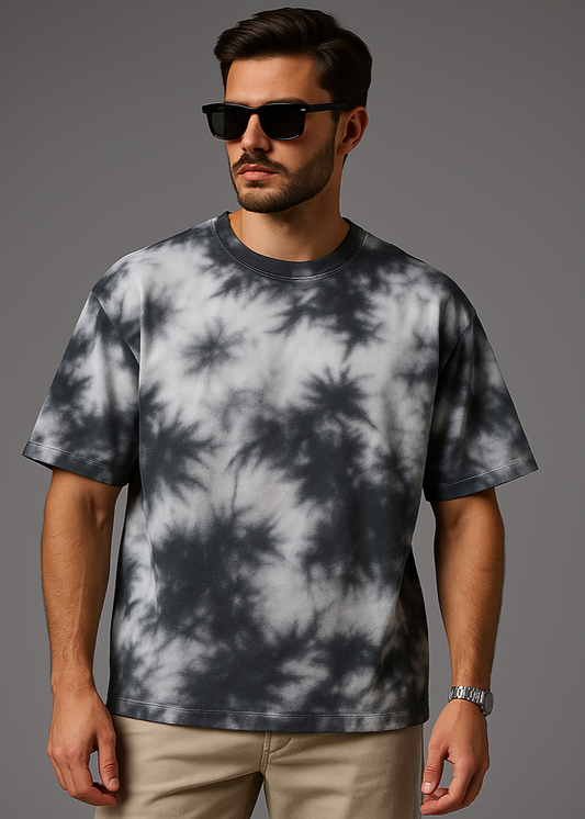 The Wearcrafted Mono Tee | Black & White Tie-Dye Oversized